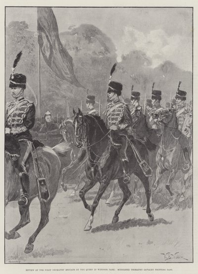 Revue de la première brigade de yeomanry par la reine dans le parc de Windsor, cavalerie de Middlesex Yeomanry au trot - William Barnes Wollen